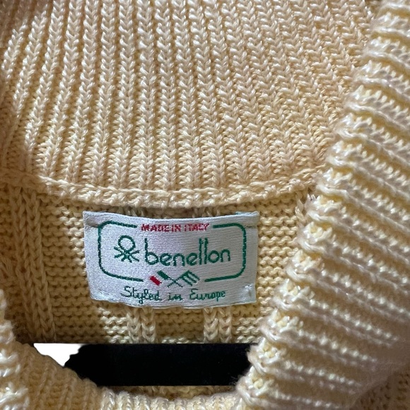 United Colors Of Benetton Butter Yellow Cable KnitSleeveless Sweater Medium‎ - Picture 3 of 5